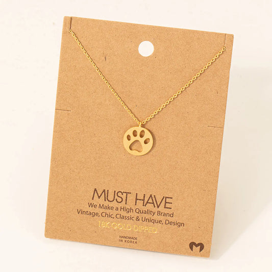 Paw Print Pendant Necklace | MULTIPLE COLORS