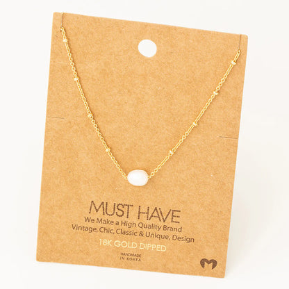 Chain Link Pearl Charm Necklace | MULTIPLE COLORS