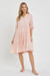 Peach Blush Tiered Shirt Dress