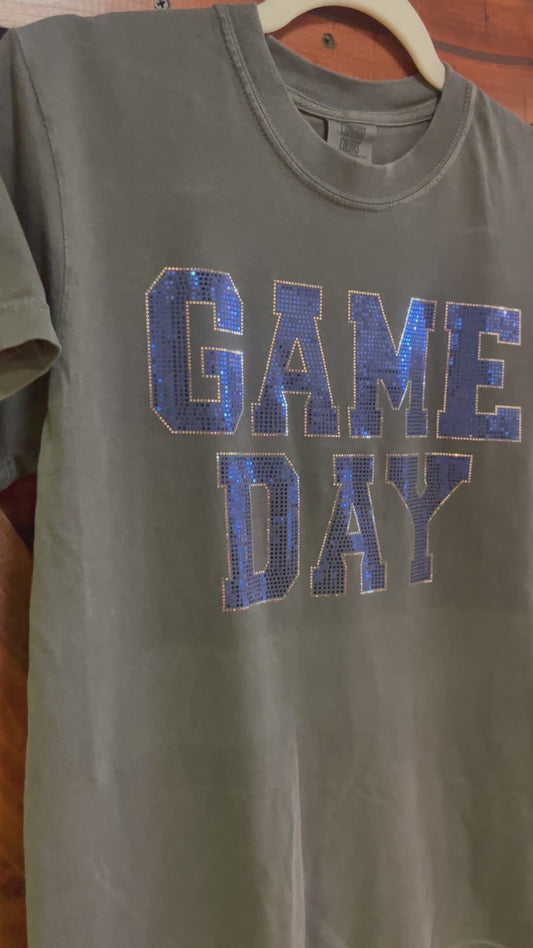 Game Day Tee | Royal Blue + Silver Spangles
