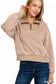 ZENANA Acid Wash Quarter Zip Pullover Deep Camel