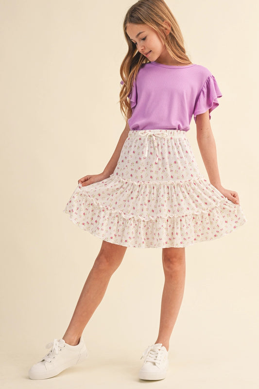 Girls Flutter Sleeve Top | Violet