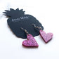 Raspberry Glitter Petite Heart Earrings