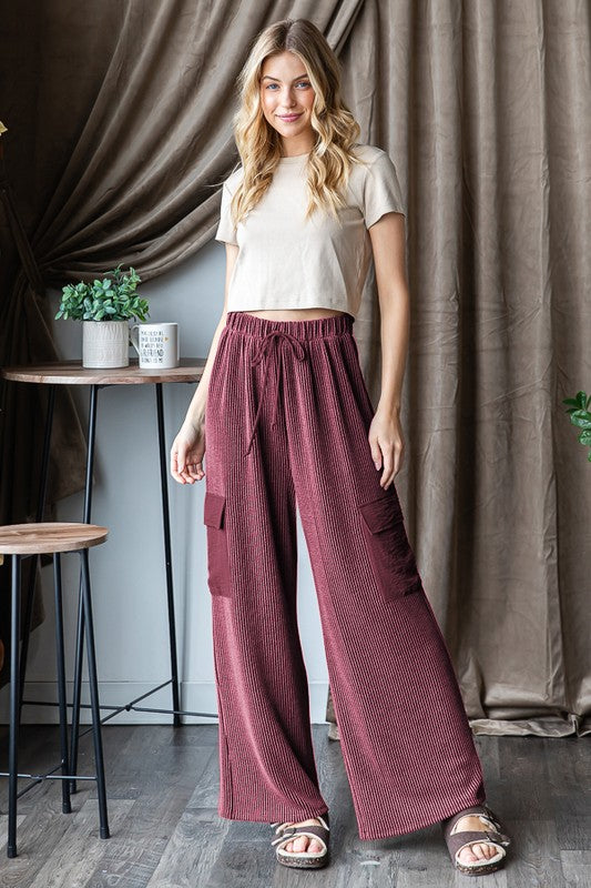 Burgundy Urban Ribbed Pants
