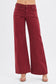 Risen Wine Tummy Control Mid Rise Wide Leg Jeans