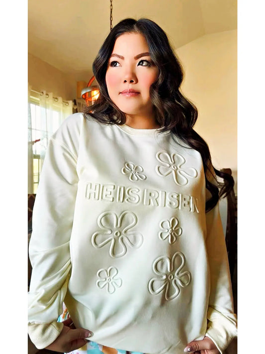 He Is Risen Embossed Crewneck
