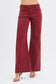 Risen Wine Tummy Control Mid Rise Wide Leg Jeans