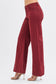 Risen Wine Tummy Control Mid Rise Wide Leg Jeans