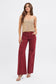 Risen Wine Tummy Control Mid Rise Wide Leg Jeans