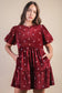 Serena Bow Embroidery Velvet Mini Dress