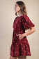 Serena Bow Embroidery Velvet Mini Dress