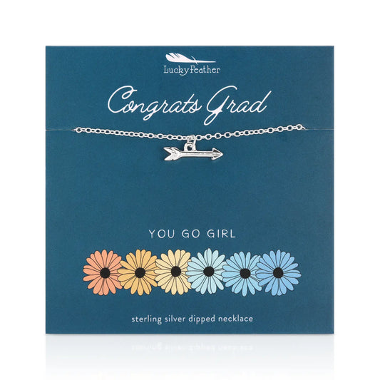 You Go Girl! Silver Necklace for Graduation