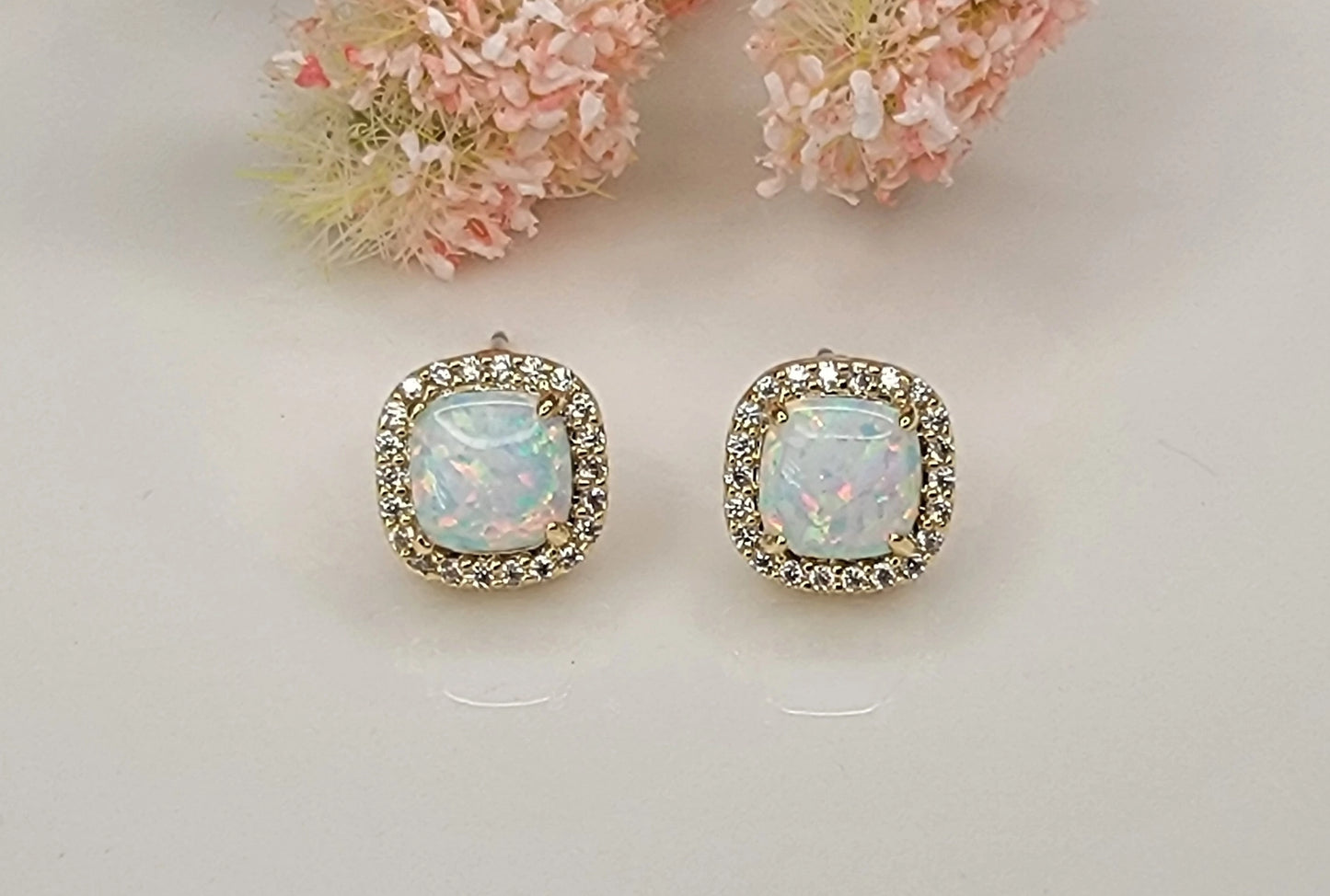 Square Opal Stud Earrings | MULTIPLE COLORS