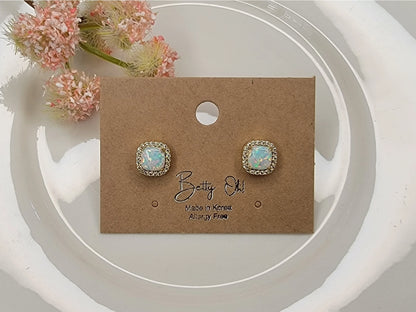 Square Opal Stud Earrings | MULTIPLE COLORS