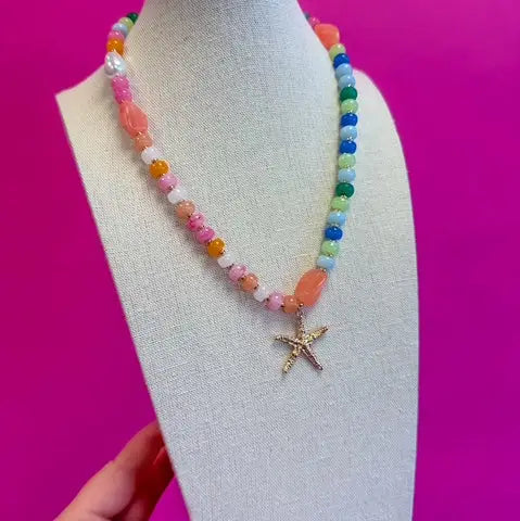 Multi Bead Starfish Necklace