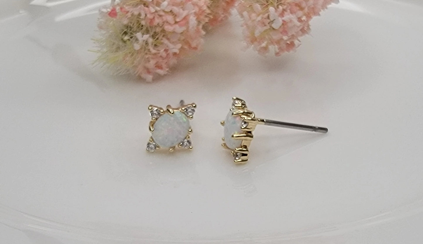 Opal Starburst Stud Earrings
