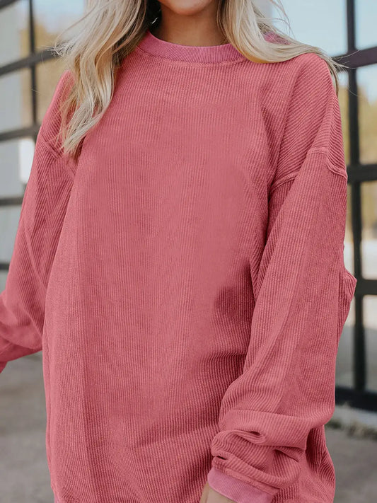 Strawberry Pink Corded Crew