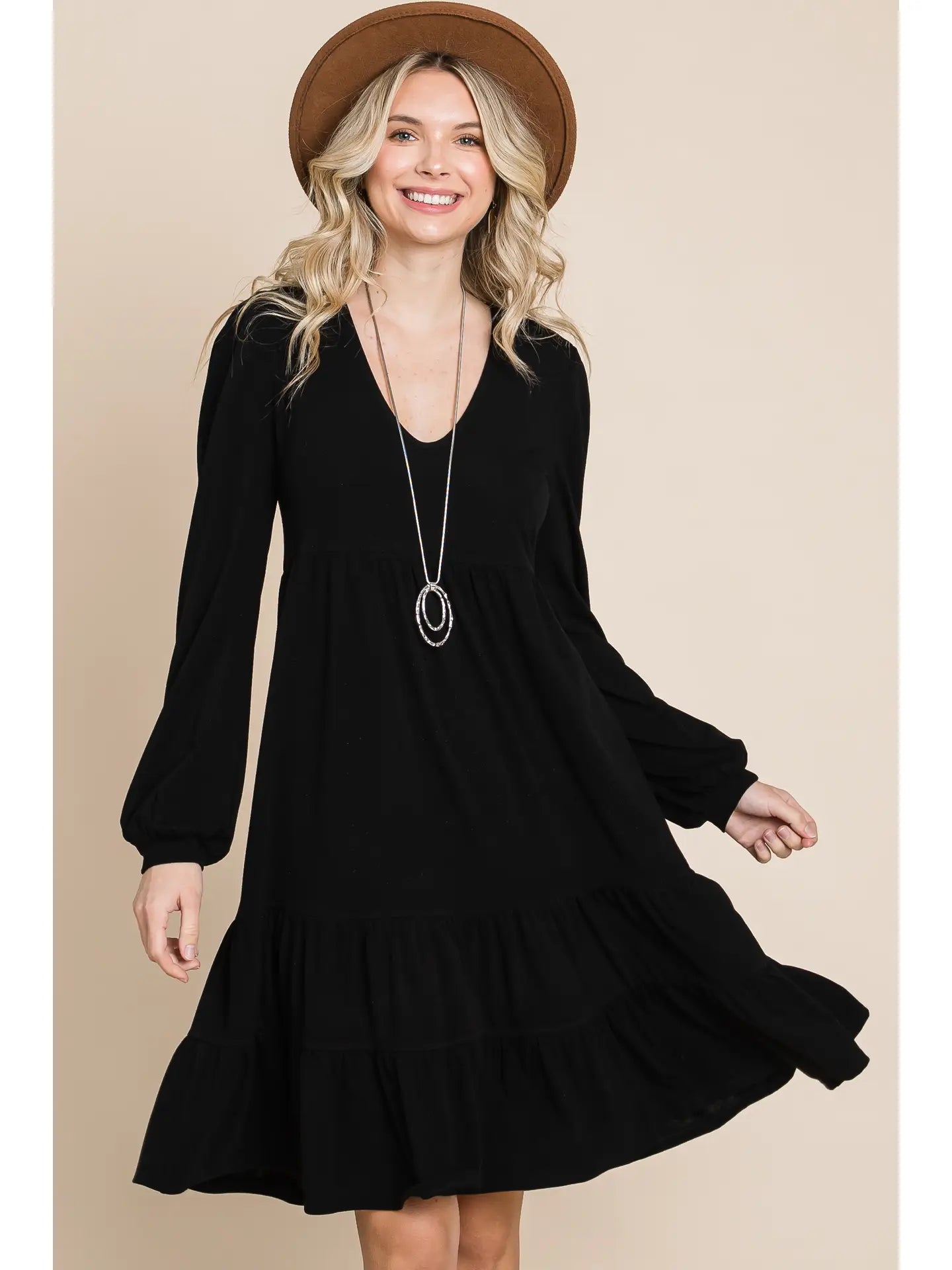 Solid Tiered Swing Dress