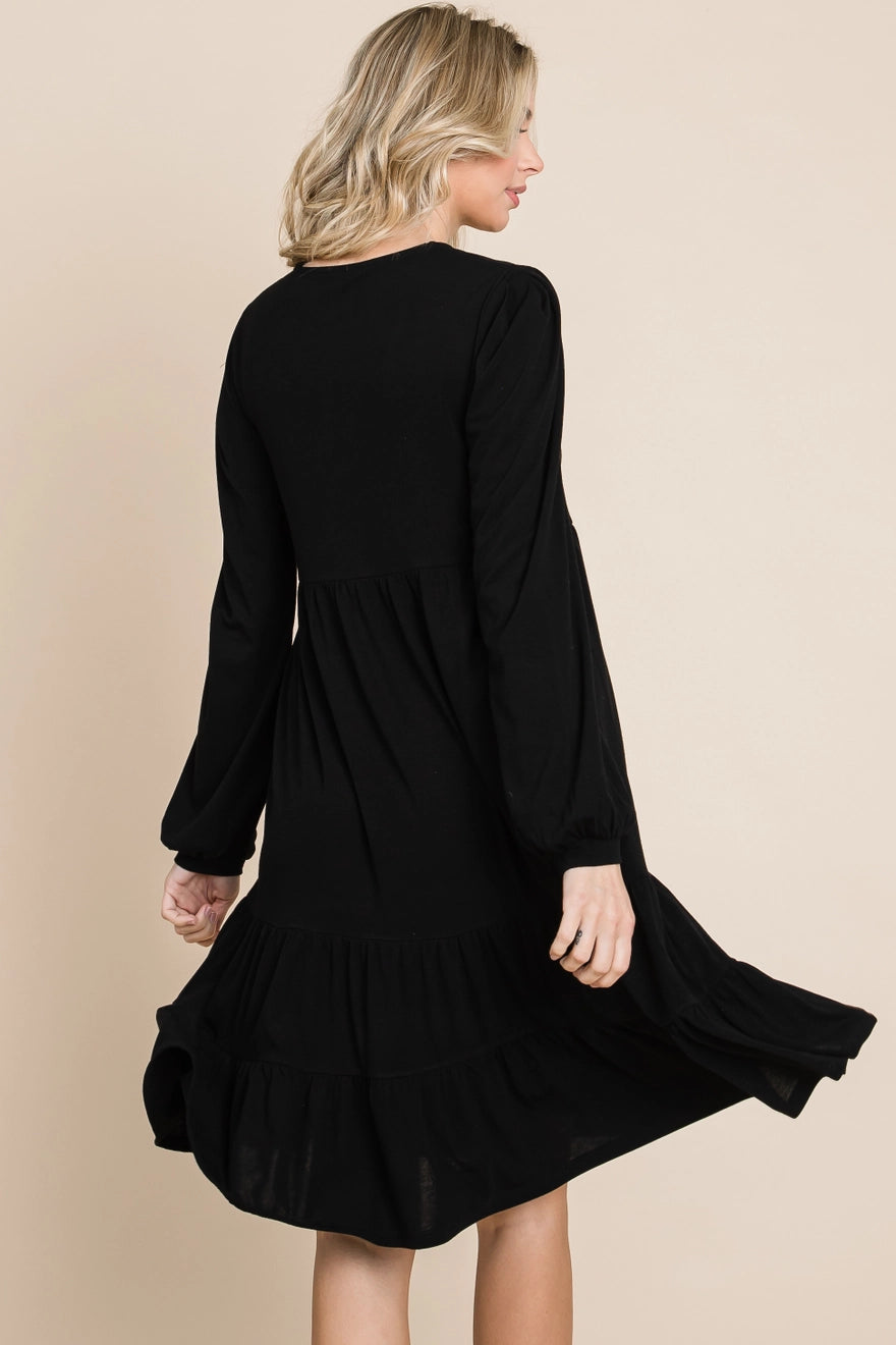 Solid Tiered Swing Dress